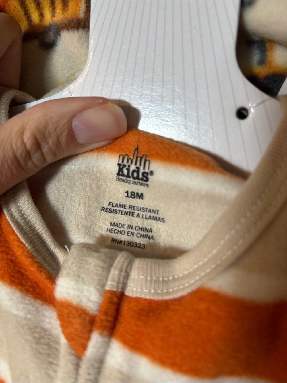 🆕 Kids 2 pack footie fleece pajamas, orange and tan - NWT - Picture 2 of 3